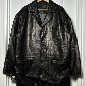 Roundtree & Yorke Vintage Genuine Lambskin Leather Black Men's Blazer Jacket
